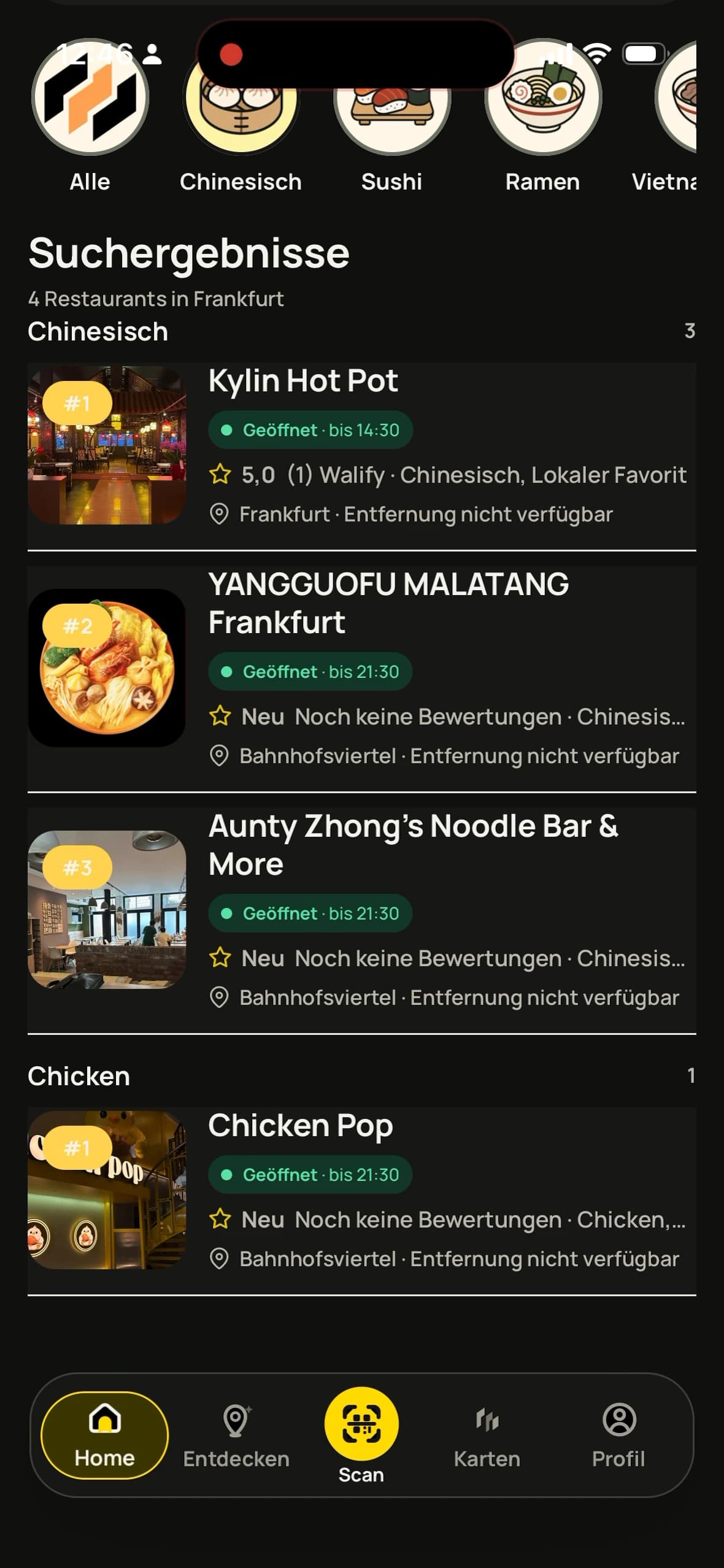 Walify Suchergebnisse mit aktuellen Restaurants in Frankfurt